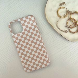 Small Checkered - White and Pastel Brown society6 iPhone 11 Pro phone case